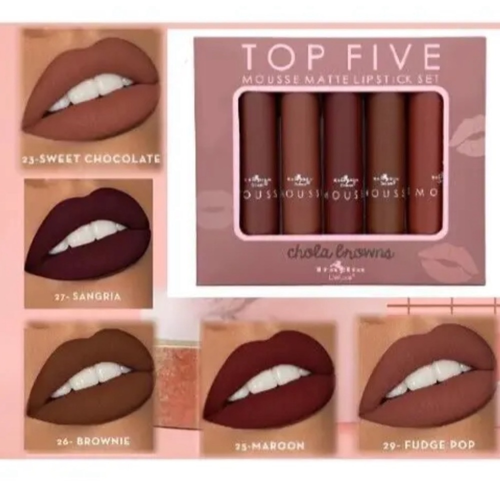 Italia Deluxe Top Five Mousse Matte Lipstick Set Chola Browns